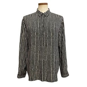 Marimekko x Uniqlo Black White Dot Blouse Shirt Sz M